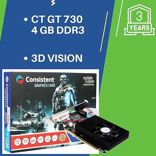 Consistent 730 Graphics Card 4GB DDR3 128-bit, Low Profile Graphics Card, Computer GPU, PCI Express x16, 2K Support, Fermi, DirectX 11 with 3 Year Warranty overview 2