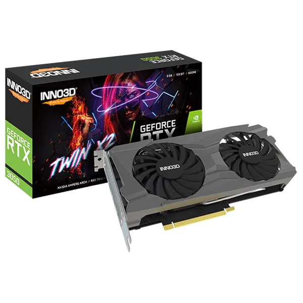 INNO3D Nvidia Geforce RTX 3050 Twin X2 8Gb Gddr6 128-Bit Pci-E 4.0 Integrated Gaming Graphics Card - N30502-08D6-1711Va41