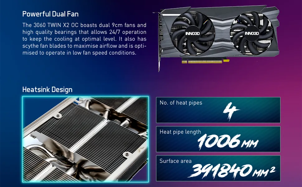 Inno3d RTX 3060 Twin X2 8GB Gaming Graphics Card overview 3