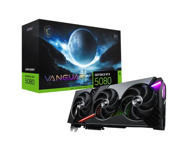 MSI RTX 5080 VANGUARD SOC 16GB GDDR7 GRAPHICS CARD overview 1