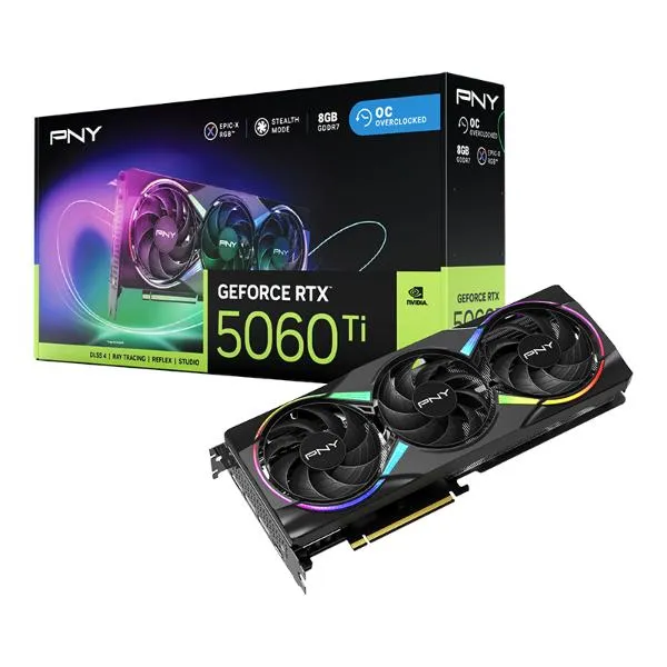 PNY GeForce RTX 5060 Ti 8GB EPIC-X RGB Overclocked Triple Fan Graphics Card