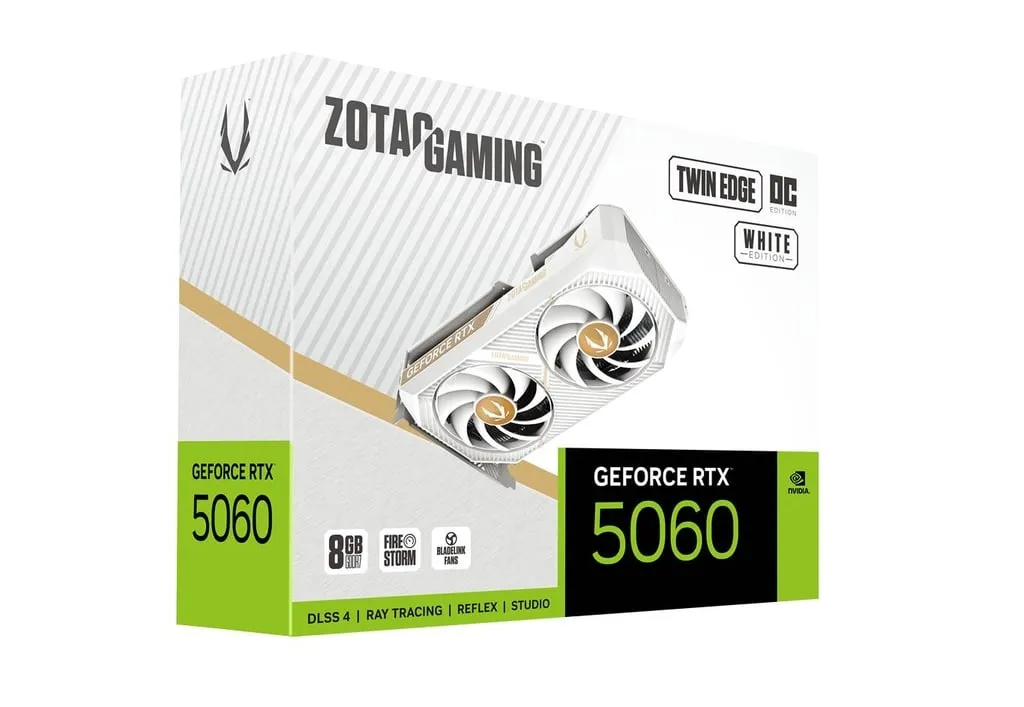 ZOTAC RTX 5060 Twin Edge OC White 8GB GDDR7 Graphics Card overview 1
