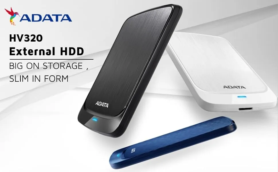 ADATA HV320 2TB 3.5 inch SATA III Slim External Hard Drive/HDD - Black overview 1