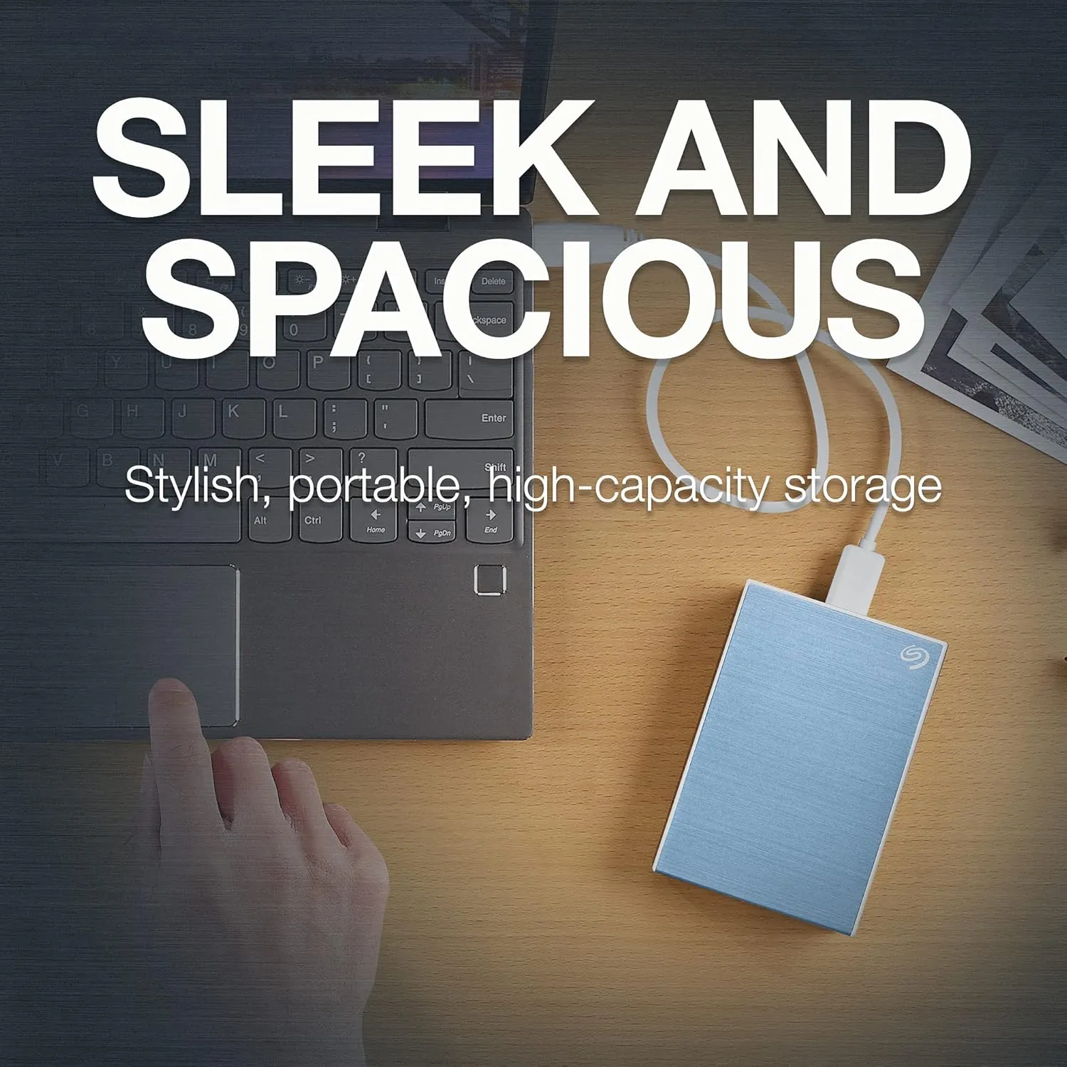 Seagate One Touch 4TB External Hard Drive with Password Protection (Light Blue) overview 2