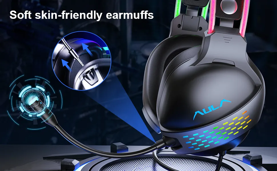 AULA S503 Wired RGB Gaming Headset With Adjustable Mic overview 4
