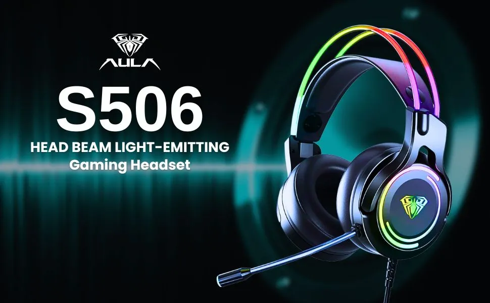 AULA S506 Wired RGB Gaming Headset With Adjustable Mic overview 1