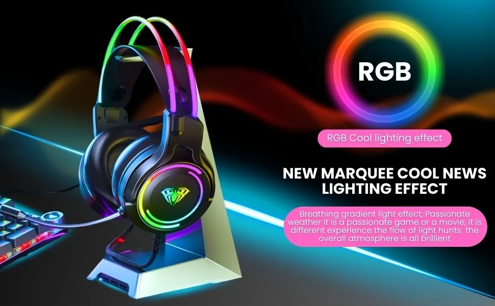 AULA S506 Wired RGB Gaming Headset With Adjustable Mic overview 5