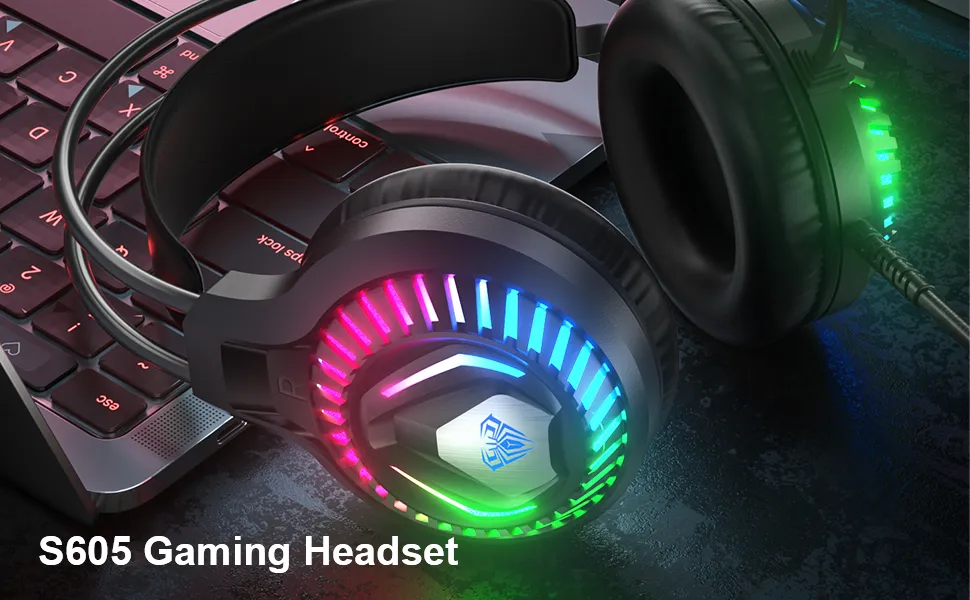AULA S605 Professional RGB Gaming Headphones (Black) overview 1