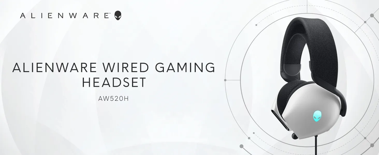 Alienware AW520H Wired Gaming Headset Lunar Light overview 1
