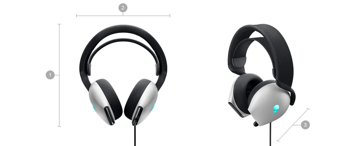 Alienware AW520H Wired Gaming Headset Lunar Light overview 9
