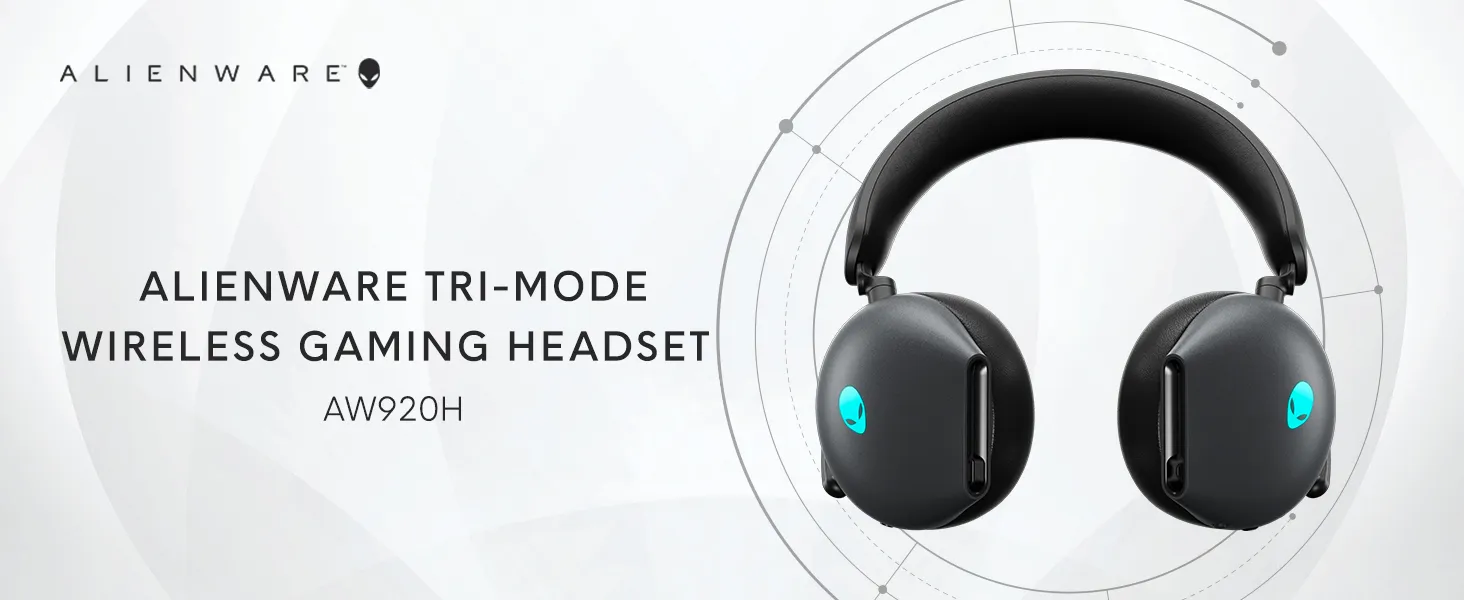 Alienware Aw920H Tri-Mode Wireless Gaming Headset Dark Side of The Moon overview 1