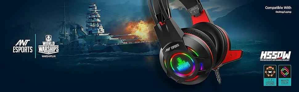 Ant Esports H550W RGB Headset (Black-Red) overview 1