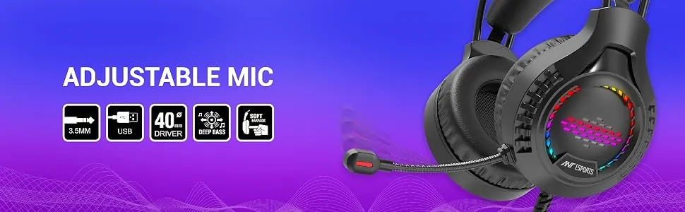 Ant Esports H650 RGB Gaming Headset (Black) overview 3