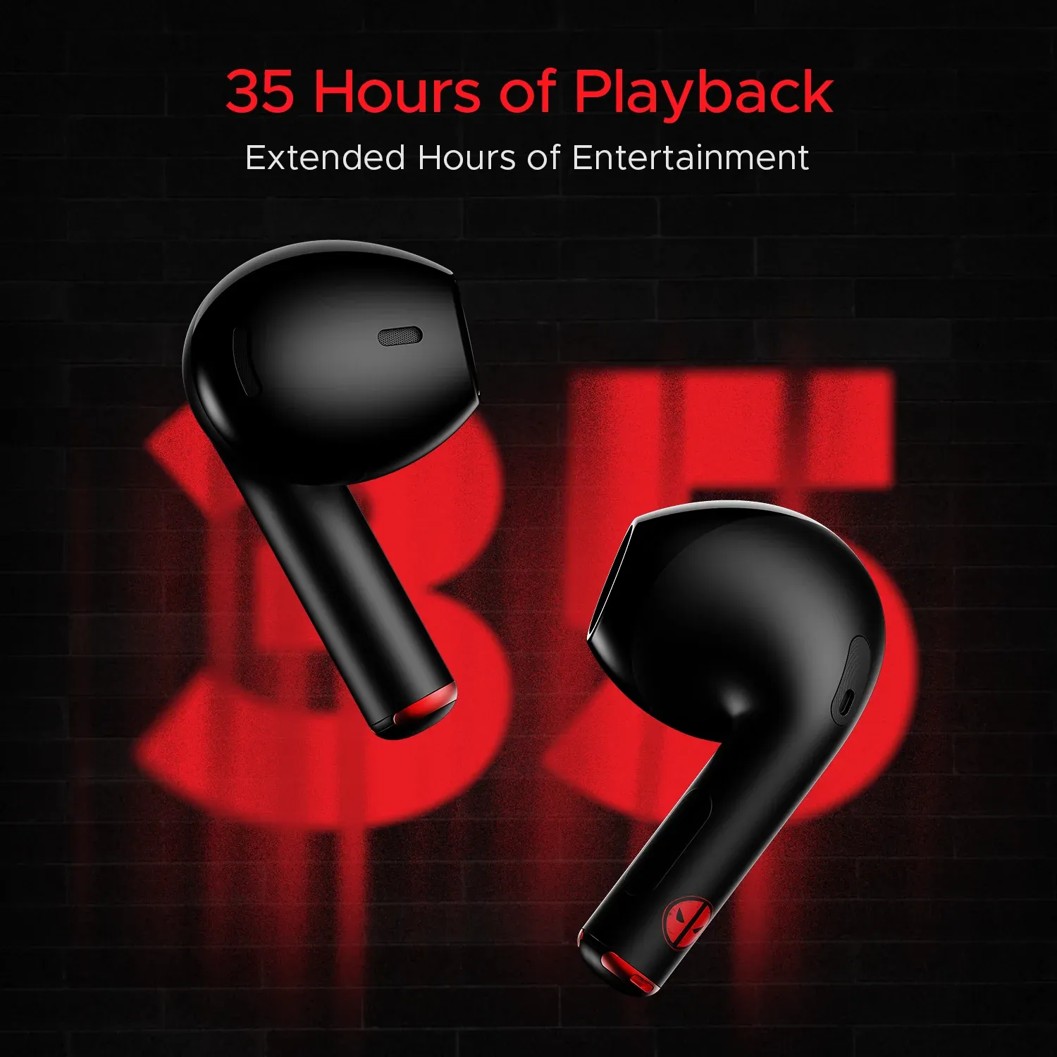 Boat Airdopes Alpha Deadpool Edition 35Hrs Battery Bluetooth TWS Earbuds (Assassin Black) overview 2