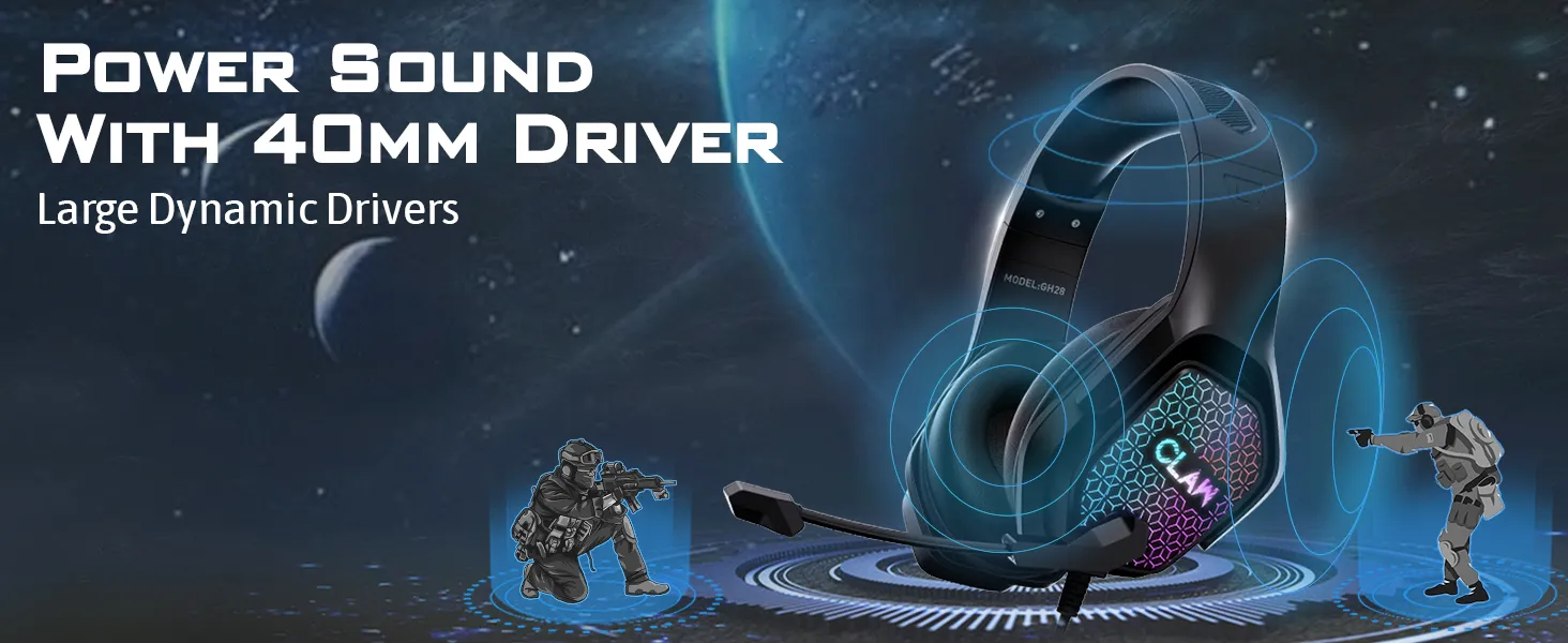 CLAW GH28 Wired RGB 40mm Driver Gaming Headset overview 4