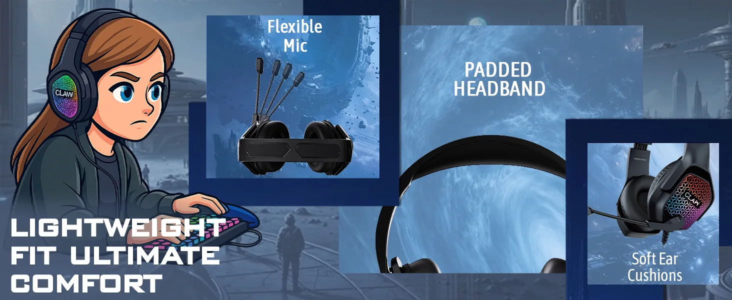 CLAW GH28 Wired RGB 40mm Driver Gaming Headset overview 5