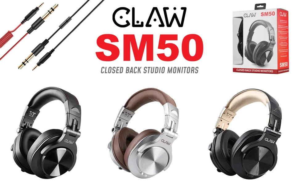 CLAW SM50 Professional Studio Monitoring DJ Headphones Black Red overview 1
