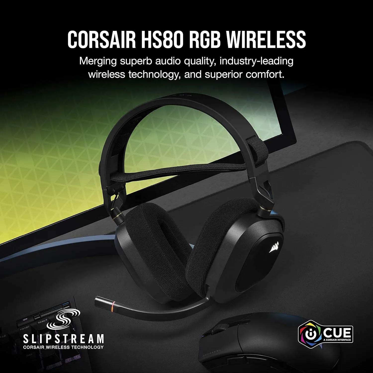 CORSAIR HS80 RGB Wireless Gaming Headset (Carbon Black) overview 1