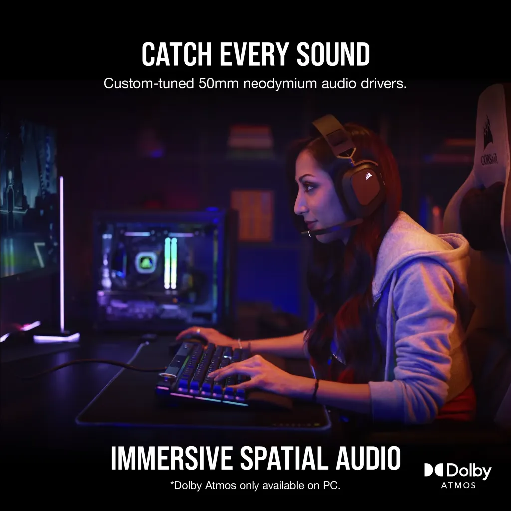CORSAIR HS80 RGB Wireless Gaming Headset (Carbon Black) overview 2