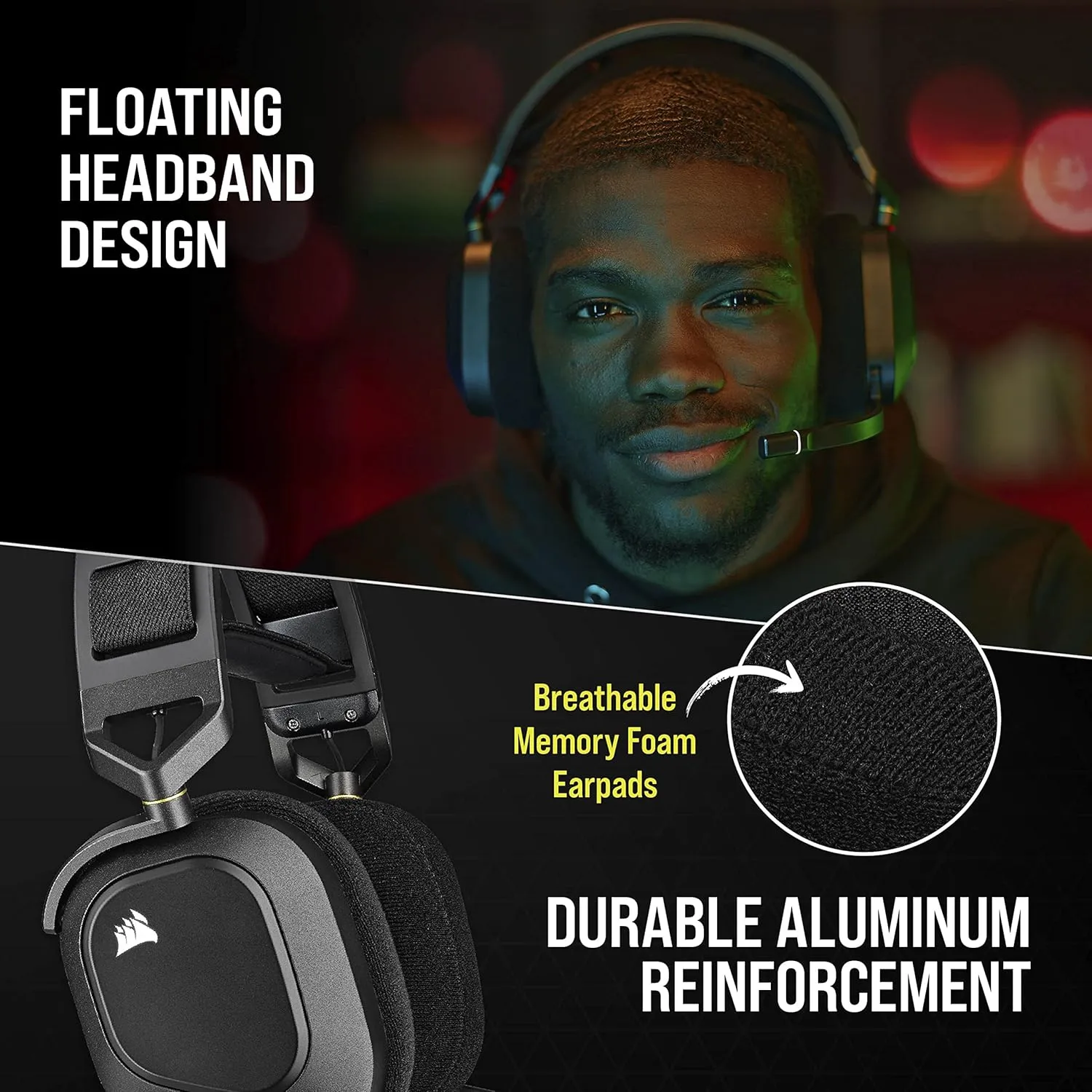 CORSAIR HS80 RGB Wireless Gaming Headset (Carbon Black) overview 3