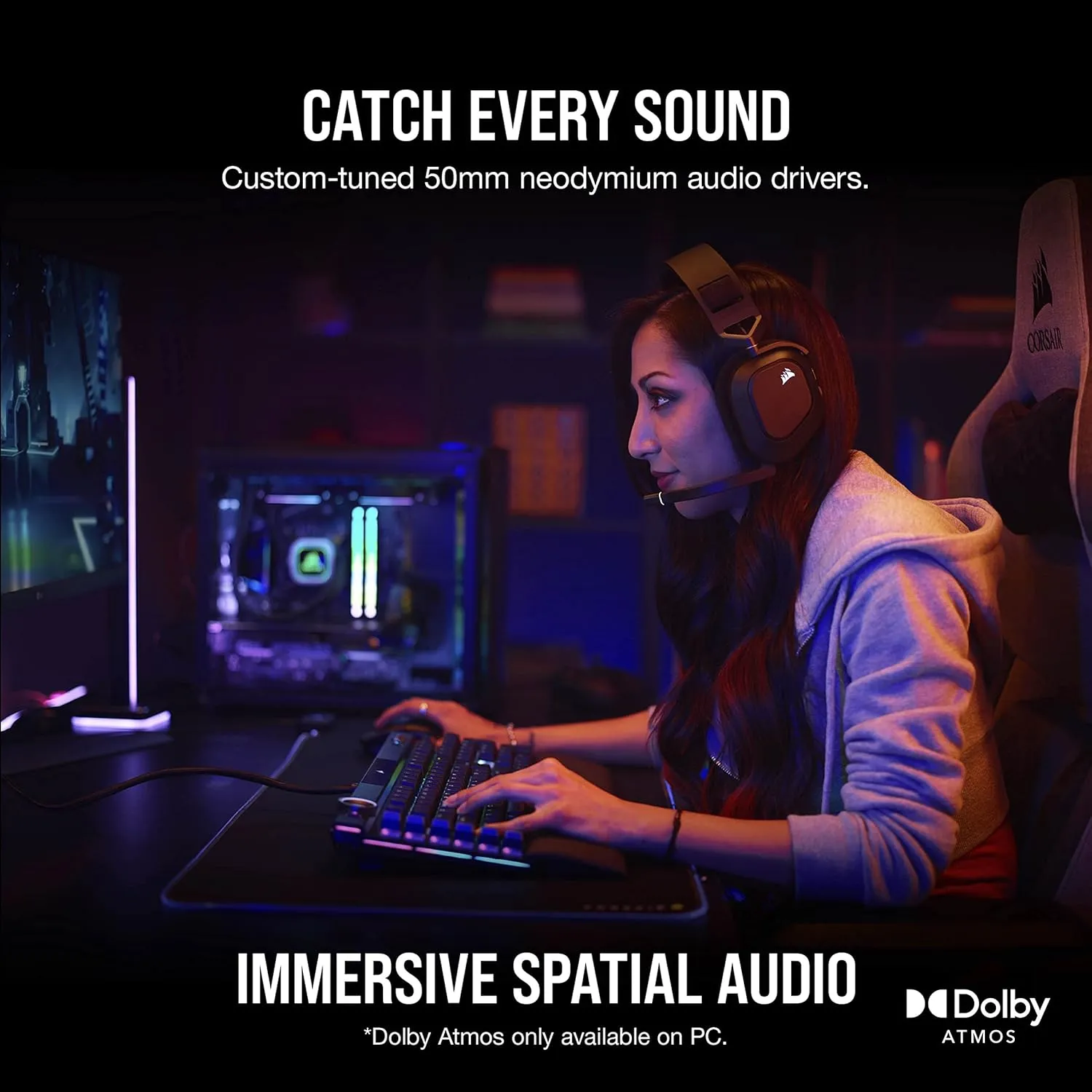 CORSAIR HS80 RGB Wireless Gaming Headset (Carbon Black) overview 4