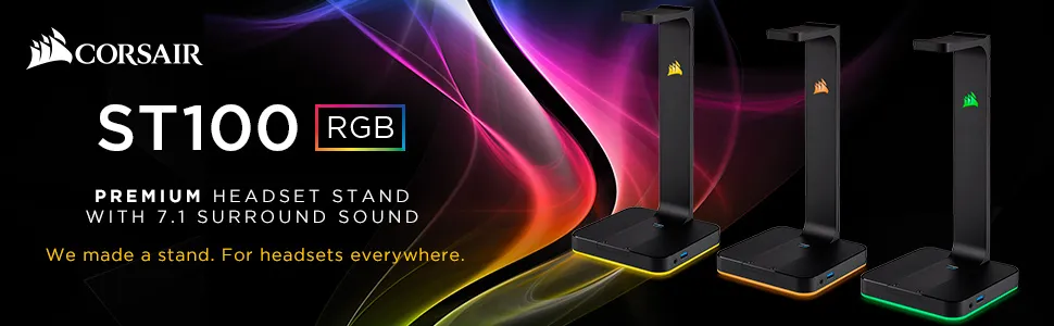 Corsair Gaming ST100 RGB Premium Headset Stand with 7.1 Surround Sound (Black) overview 1
