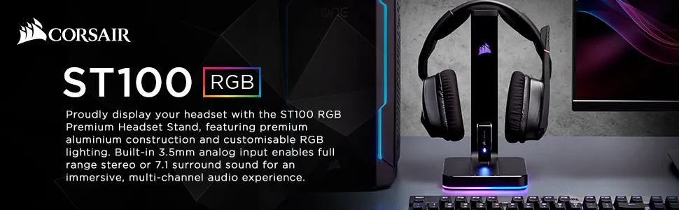 Corsair Gaming ST100 RGB Premium Headset Stand with 7.1 Surround Sound (Black) overview 4