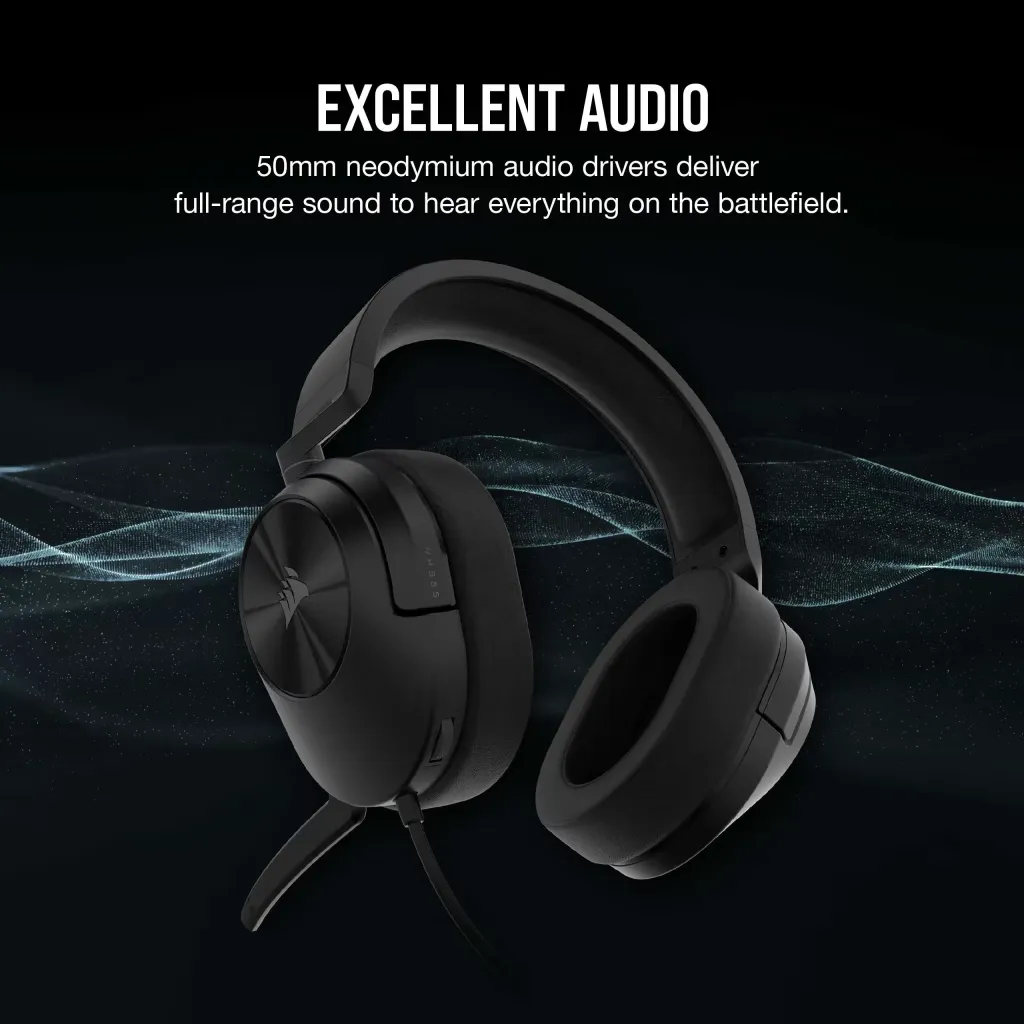 Corsair HS55 Stereo Gaming Headset (Black) overview 1