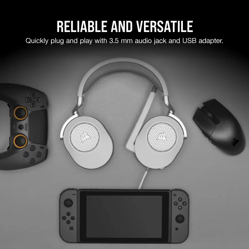 Corsair HS65 SURROUND Wired Gaming Headset (White) overview 6