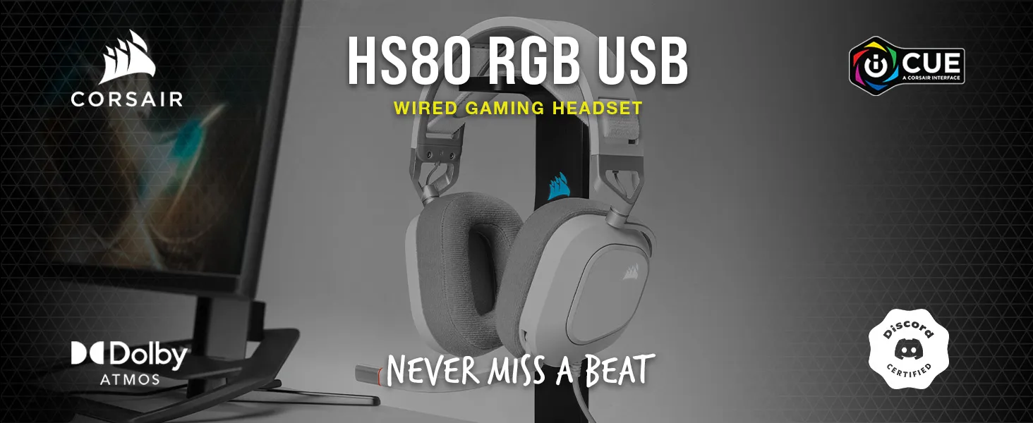 Corsair HS80 RGB USB WIRELESS Gaming Headset (White) overview 1