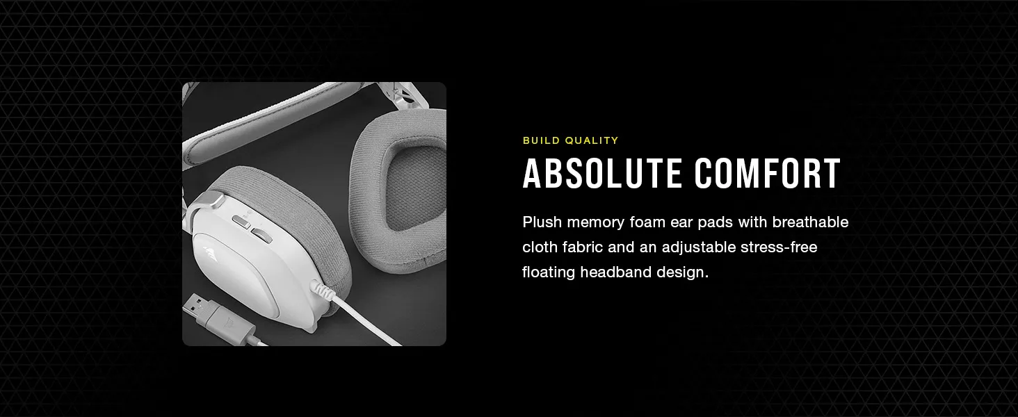 Corsair HS80 RGB USB WIRELESS Gaming Headset (White) overview 5