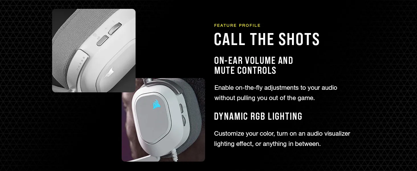 Corsair HS80 RGB USB WIRELESS Gaming Headset (White) overview 6