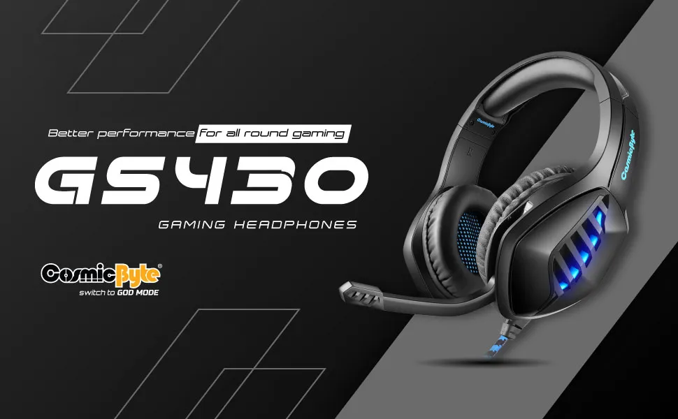 Cosmic Byte GS430 Gaming wired over ear Headphone with mic - Black overview 1