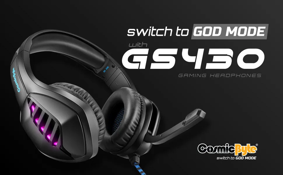 Cosmic Byte GS430 Gaming wired over ear Headphone with mic - Black overview 9