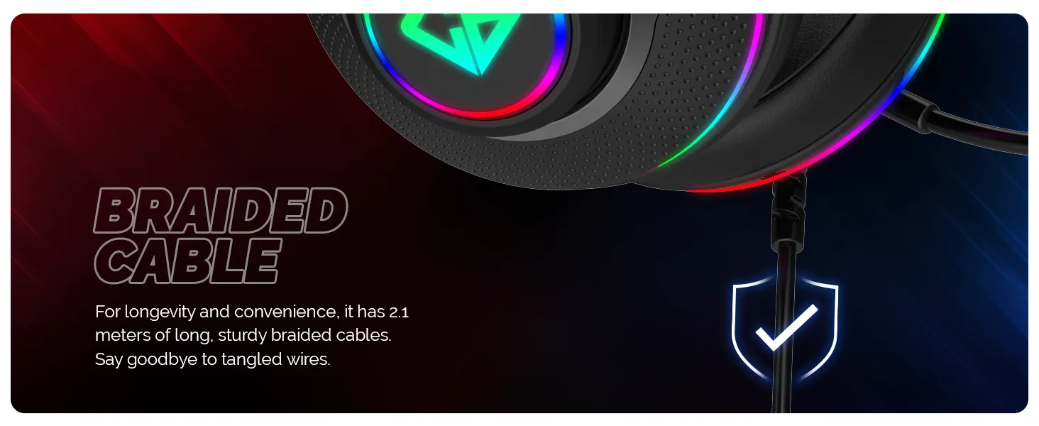 Cosmic Byte Proteus Headset Dual Input USB and 3.5mm, 7.1 Surround Sound, RGB LED, ENC Microphone, Memory Foam Earcushions, Windows Software (Black) overview 10