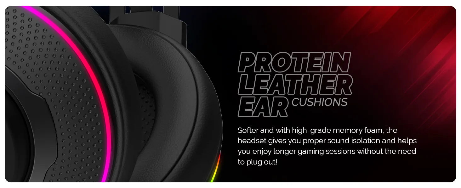 Cosmic Byte Proteus Headset Dual Input USB and 3.5mm, 7.1 Surround Sound, RGB LED, ENC Microphone, Memory Foam Earcushions, Windows Software (Black) overview 6