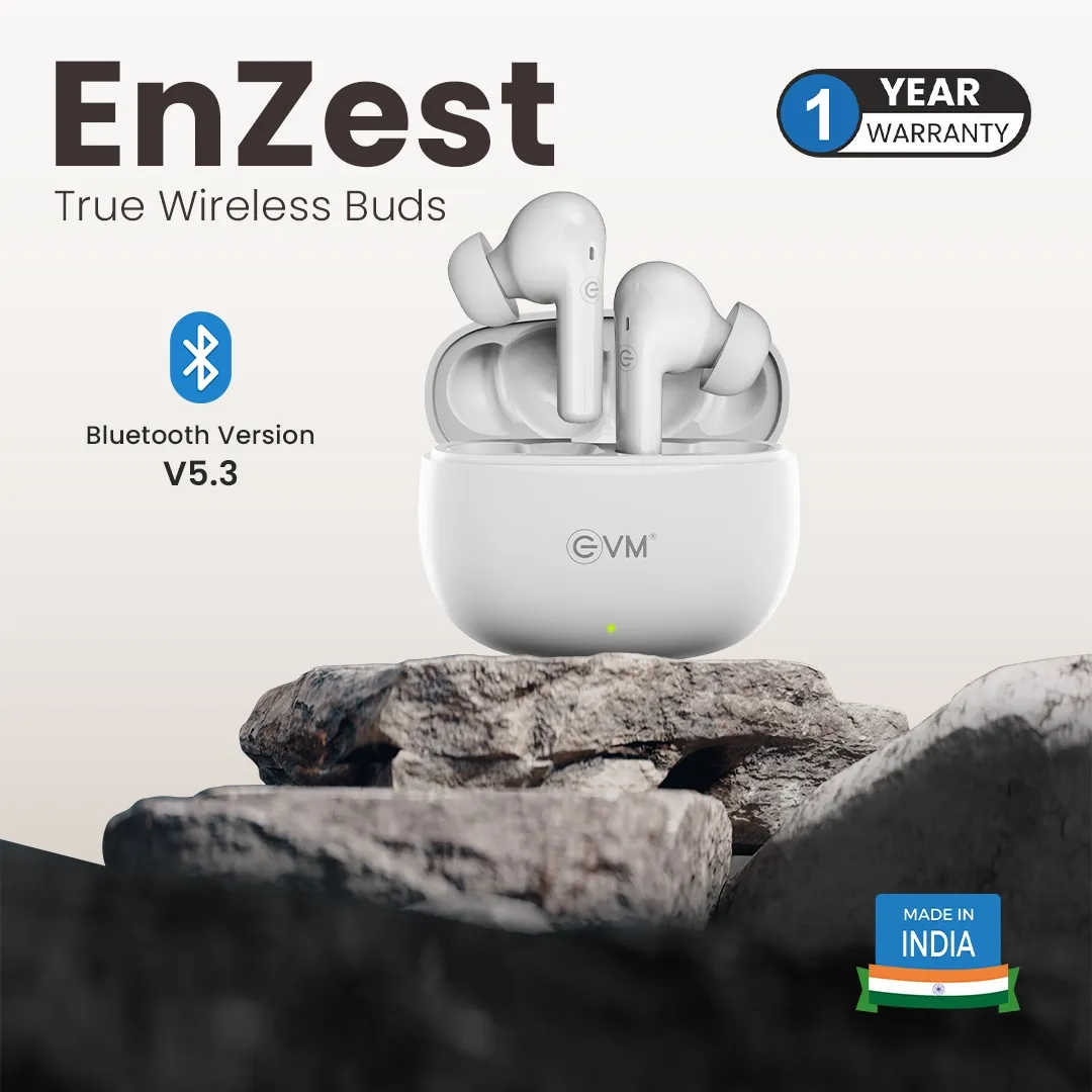 EVM ENZEST TWS Bluetooth True Wireless Earbud (White) overview 1