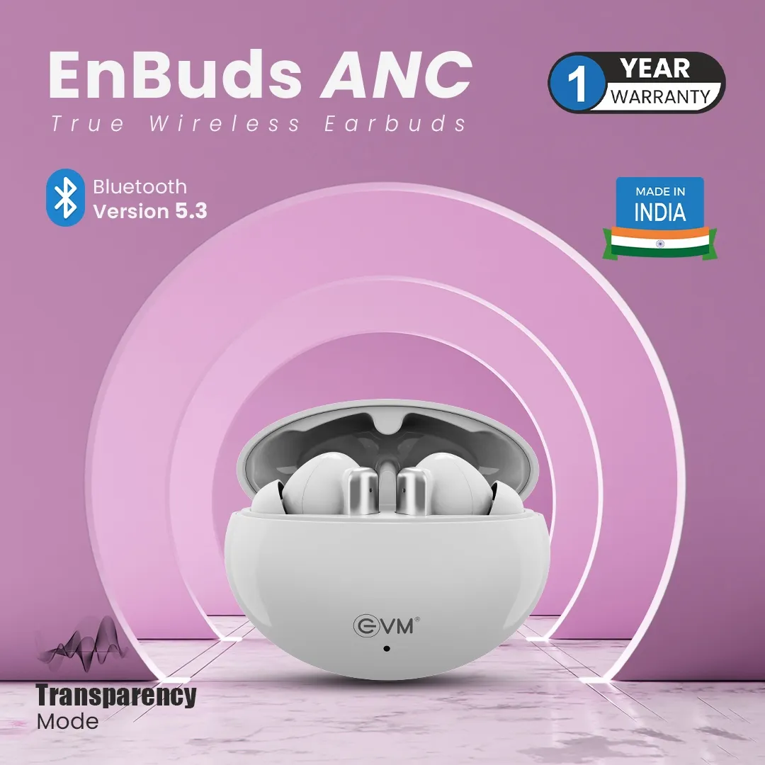EVM EnBuds ANC TWS Bluetooth True Wireless Earbud (White) overview 1