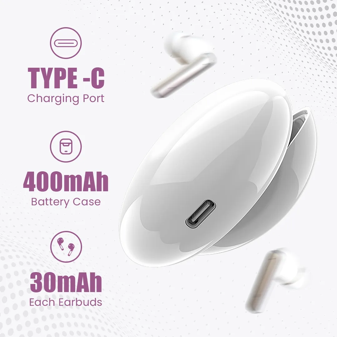 EVM EnBuds ANC TWS Bluetooth True Wireless Earbud (White) overview 4