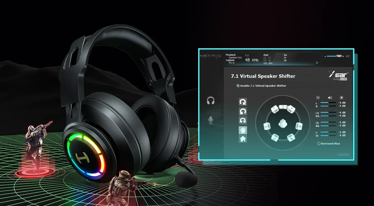 Edifier G35 7.1 Surround Sound USB Gaming Headphone (Black) overview 6