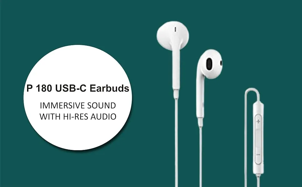 Edifier P180 Plus Usb-C Earbuds With Remote & Mic Immersive Sound With Hi-Res Audio - In Ear, White overview 1
