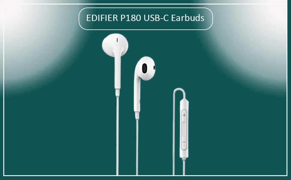 Edifier P180 Plus Usb-C Earbuds With Remote & Mic Immersive Sound With Hi-Res Audio - In Ear, White overview 5