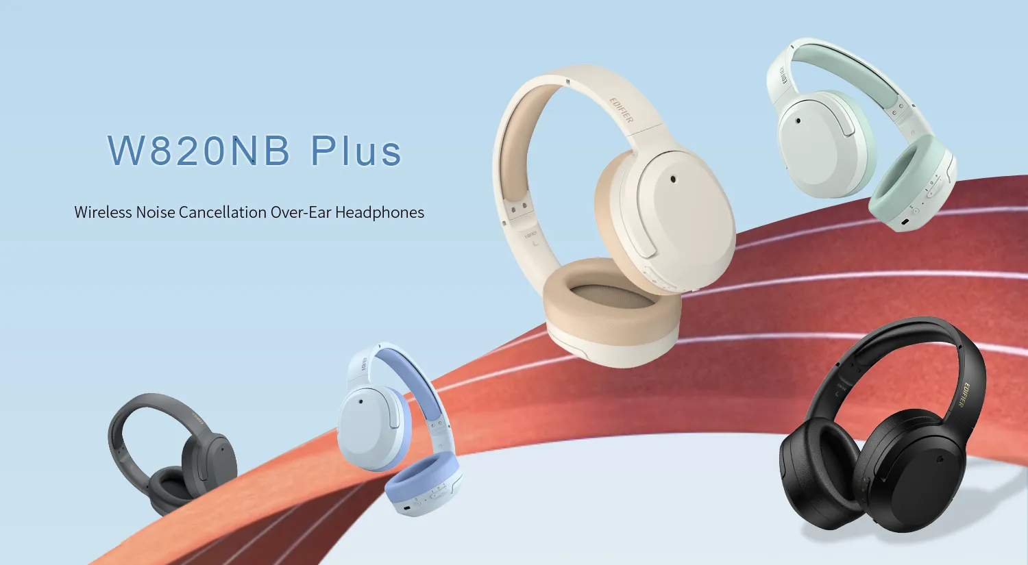 Edifier W820Nb Plus Wireless Noise Cancellation Over-Ear Headphones (Ivory) overview 1