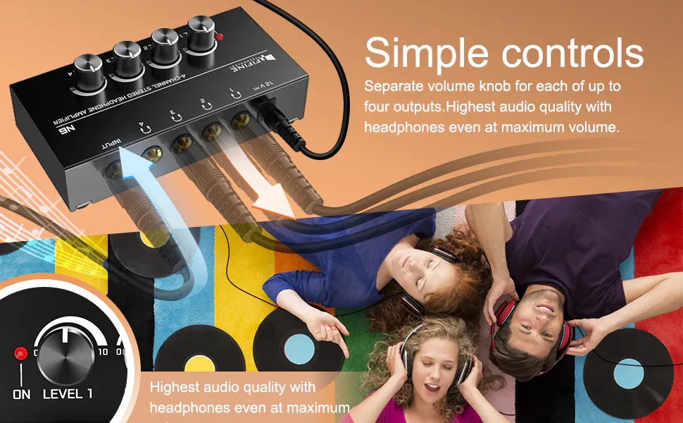 Fifine N6 - Headphone Amplifier With Stereo Output And Individual Volume Controls overview 3