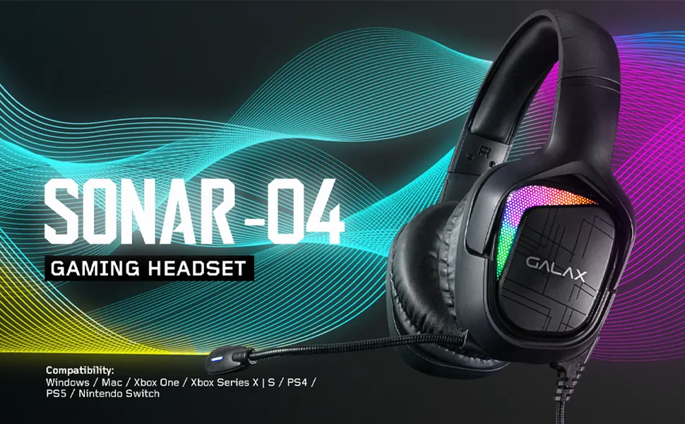 Galax SONAR 04 On Ear Gaming Headphones with Professional Mic (Black) overview 1