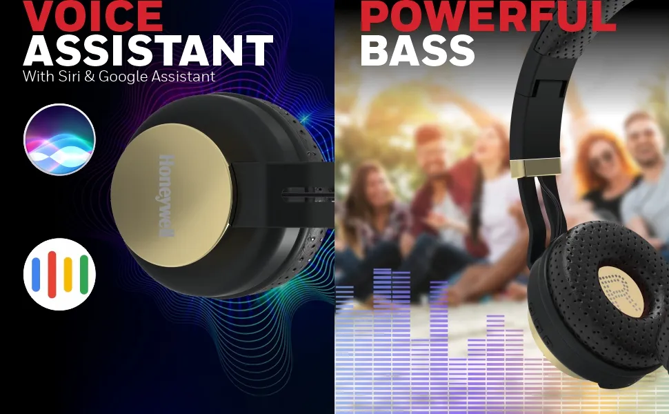 Honeywell Suono P10 Bluetooth Over Ear Headphones - Gold overview 5