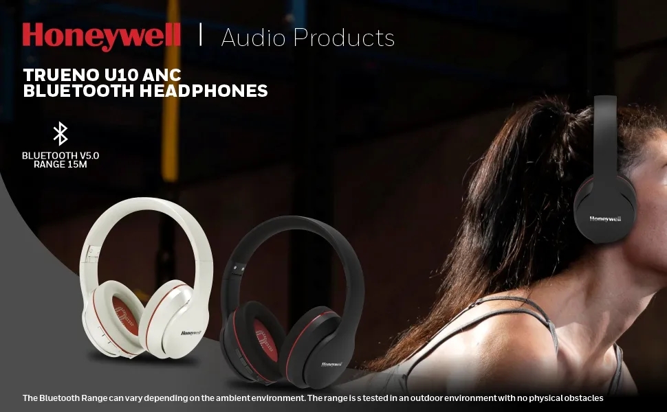 Honeywell Trueno U10 ANC Bluetooth Wireless Over Ear Headphones - Grey overview 1