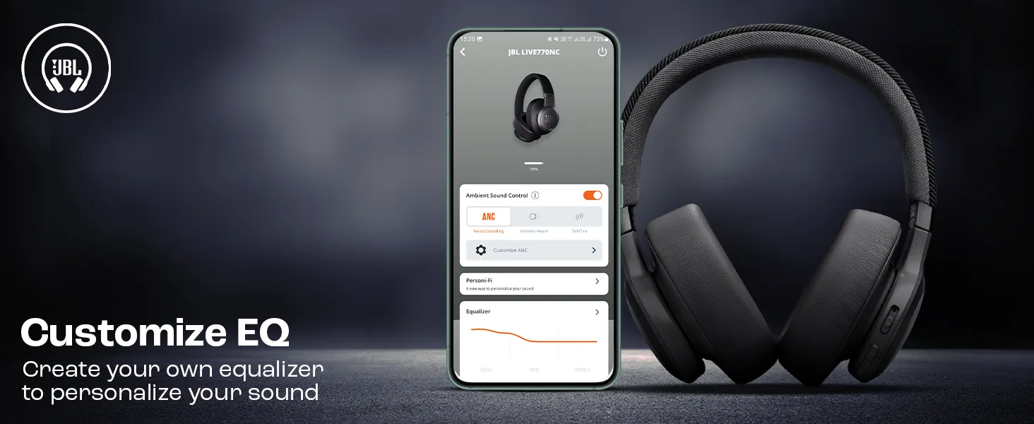 JBL Live 770NC Wireless Adaptive Noise Cancelling Headphone Blue overview 4