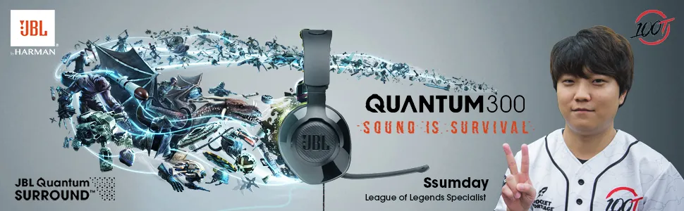 JBL Quantum 300 Wired Over Ear Gaming Headphones with Mic (Black) overview 1