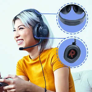 JBL Quantum 300 Wired Over Ear Gaming Headphones with Mic (Black) overview 7